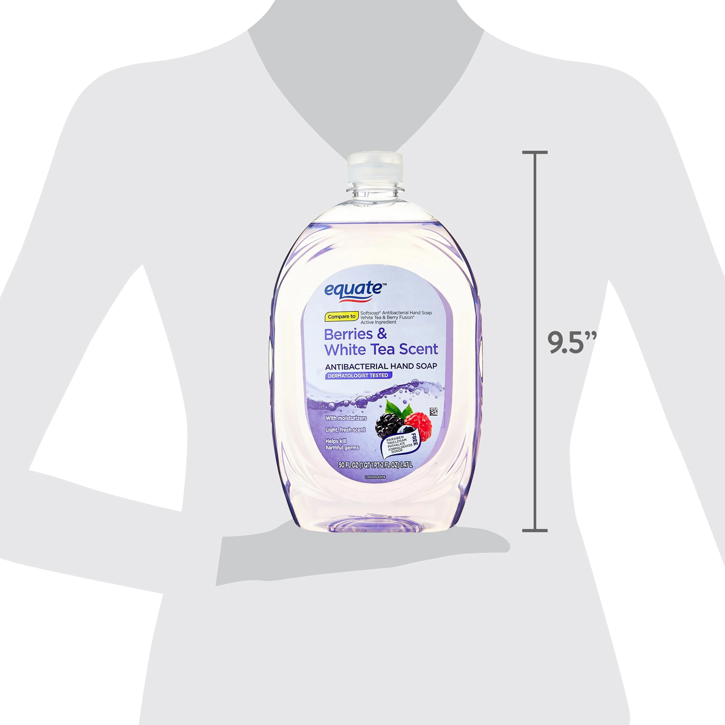 Equate Antibacterial Liquid Hand Soap, Berries and White Tea, 50 fl oz