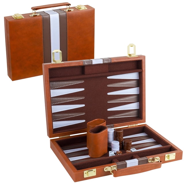 Funda clásica de piel sintética Backgammon Set RERIVER 2 Players