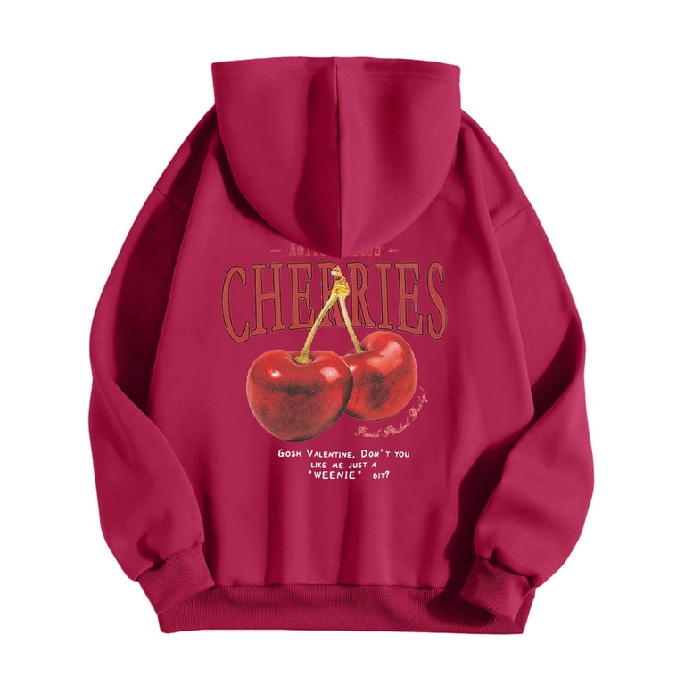 KDFJPTH Sweatshirt for Women Trendy Cherry Hoodie Tops - Walmart.com