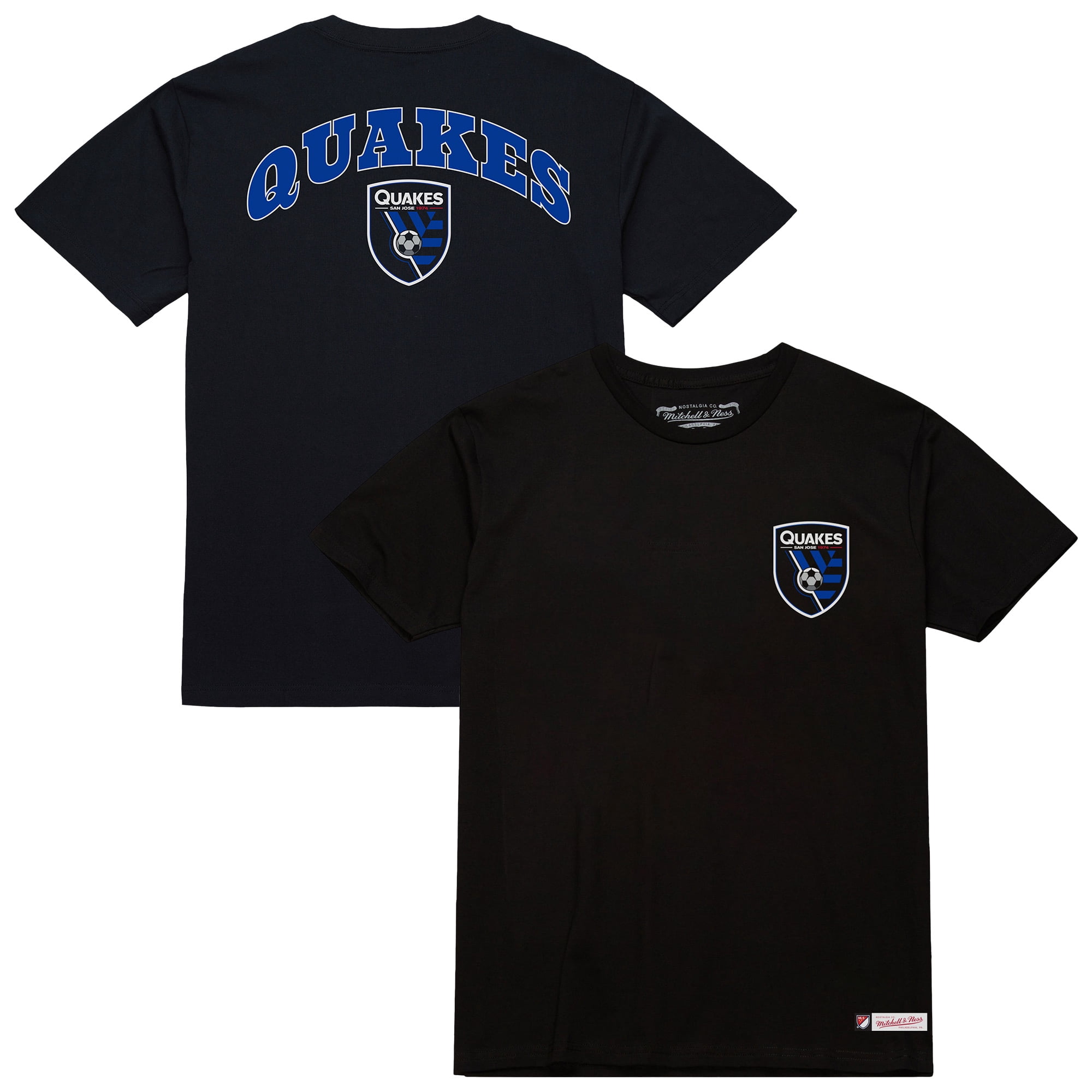 Men's Mitchell & Ness Black San Jose Earthquakes 2-Hit T-Shirt