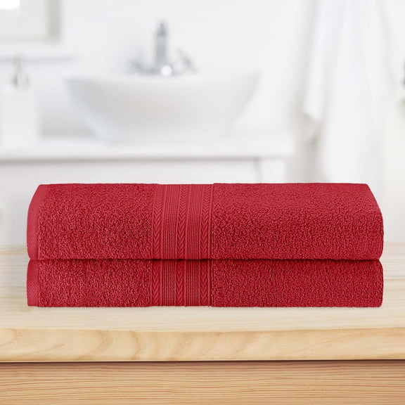 BNM Eco-Friendly Cotton Bath Sheet Set of 2, Cranberry
