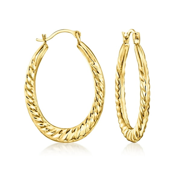 Ross-Simons 14kt Yellow Gold Twisted Oval Hoop Earrings, Women's, Adult