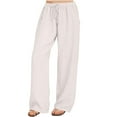 thumbnail image 1 of Birdeem Woman Solid Color Cotton and Linen Loose Casual Wide Leg Pants, 1 of 6