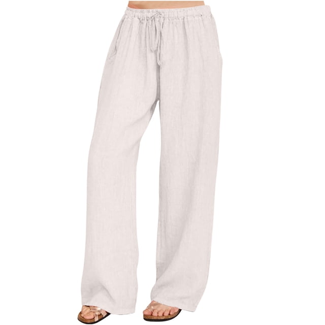 Birdeem Woman Solid Color Cotton and Linen Loose Casual Wide Leg Pants