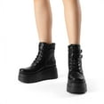 thumbnail image 7 of BURUDANI Women Chunky High-Heel Platform Combat Ankle Boots Goth Lace-Up Motorcycle Booties, 7 of 7