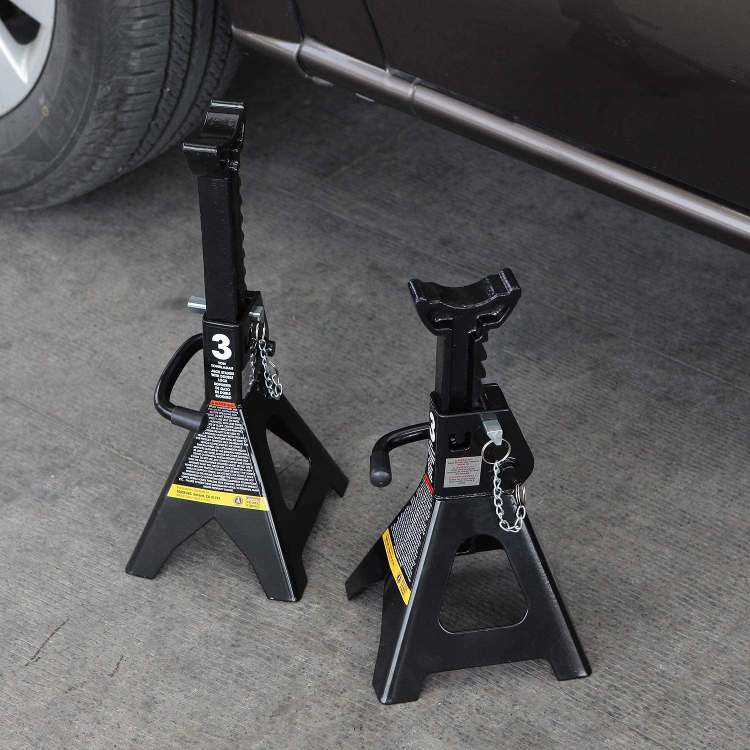 Torin DT43002AB Double Locking Jack Stand Steel 3 Ton, 2 Count