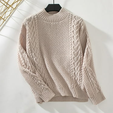 Sokhug Women's Sweaters Fall Winter Chunky Knit Pullover Sweater Loose Long Sleeve Mockneck Knitwear