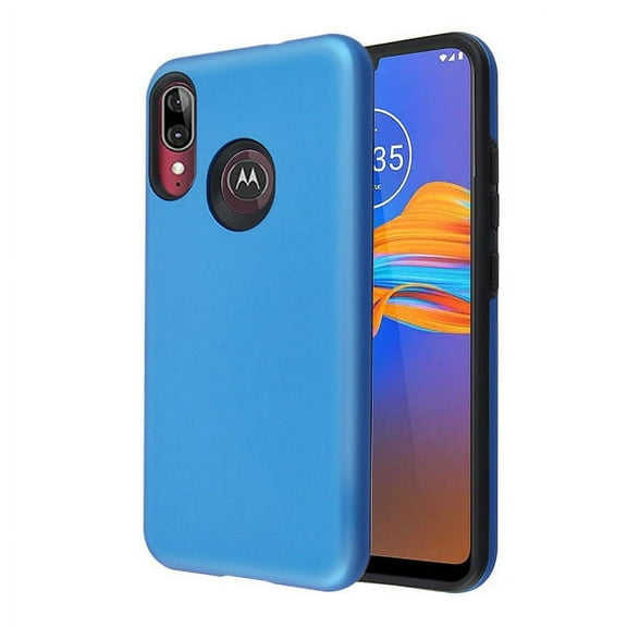 Motorola Moto E6 PLUS Phone Case Slim Hybrid Armor Shockproof Impact [Shock Absorption] Rubber Dual Layer Rugged Protective Hard PC Bumper Frame & Soft TPU BLUE Cover for Motorola Moto E6 Plus