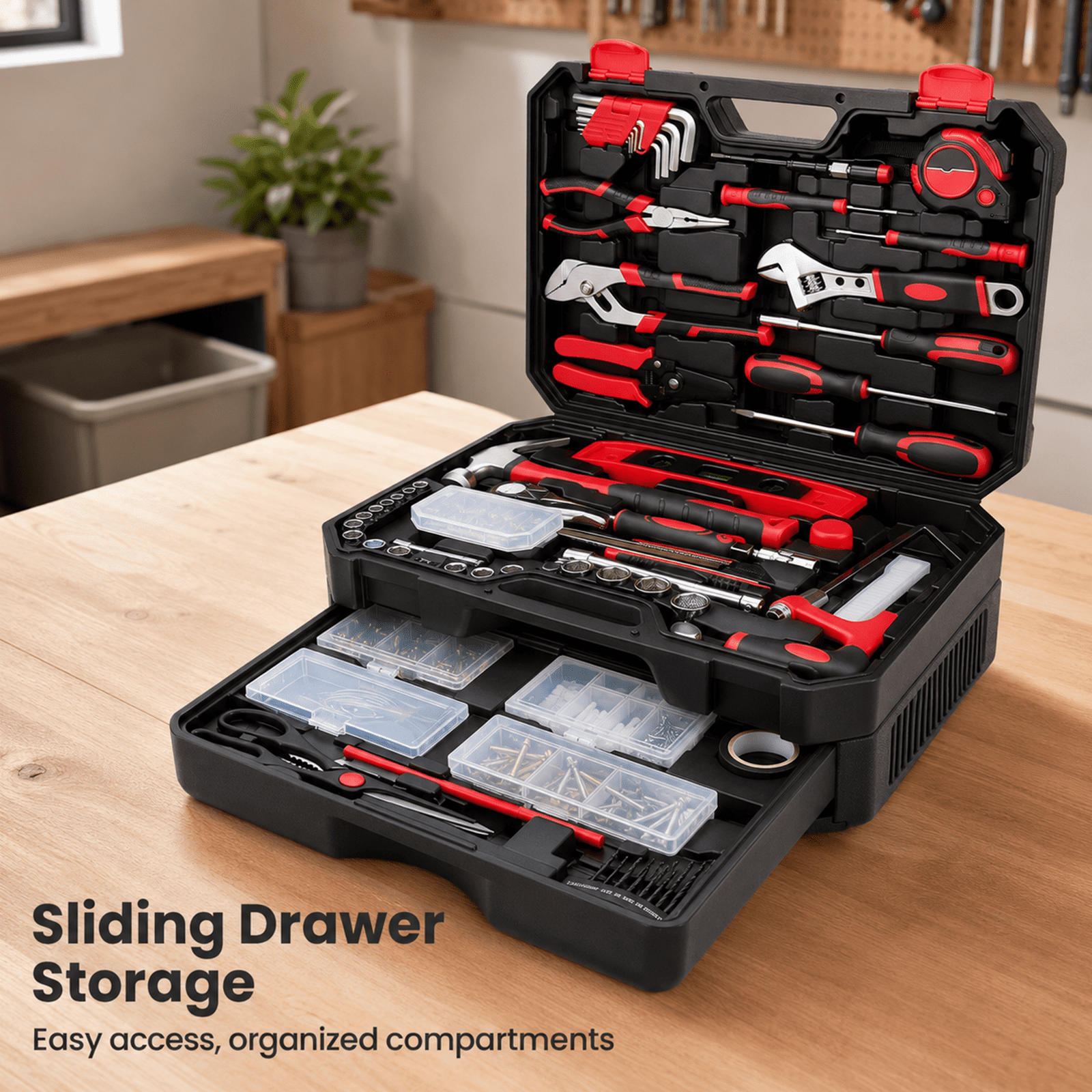 Alvantor 330-PC Home Auto Repair Tool Kit, Toolbox Storage Case with Drawer, General Household Tool Set, Perfect for Diyer, Handyman