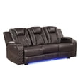 thumbnail image 3 of Benz LED & Power Reclining 3 Pc Set Made With Faux Leather in Brown, 3 of 18
