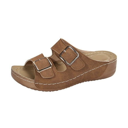 

Women s Fashion Open Toe Slippers Platform One Line Buckle Beach Sandals