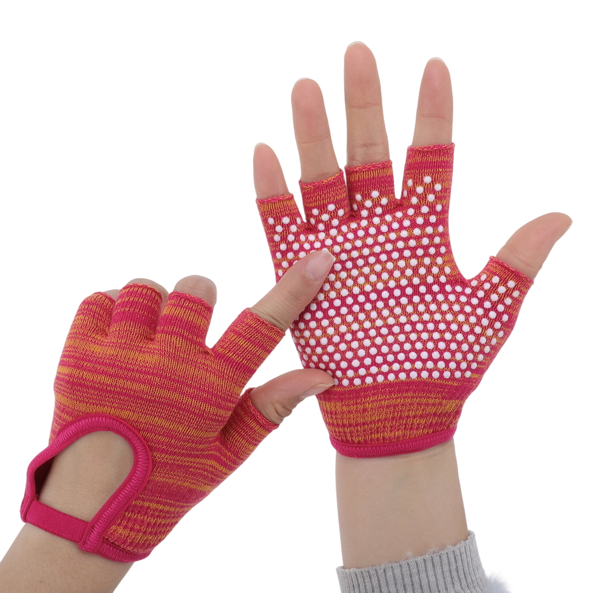 Unique Bargains Non-slip Fingerless Yoga Gloves One Size Rose Orange
