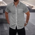 thumbnail image 5 of TAGOLD Mens Summer Short Sleeve V-Neck Blouses & Shirts Solid Color Linen Casual Fashion Top, 5 of 5