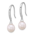thumbnail image 2 of Auriga Fine Jewelry 925 Sterling Silver Rhod-plated White 7-8mm FWC Pearl and CZ Dangle Earrings for Women, 2 of 4