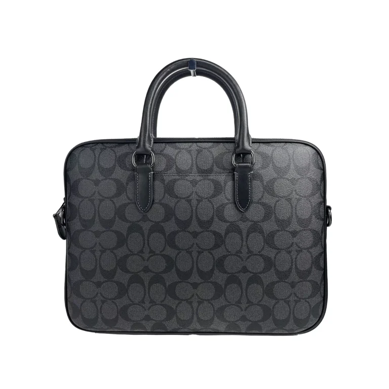 Coach (CJ630) Liam Signature Compact Brief Case Laptop Bag Black