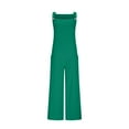 thumbnail image 4 of QATAINLAV Linen Jumpsuits for Women 2025 Summer Sleeveless Straps Overalls Rompers Baggy Wide Leg Onesie Pants with Pockets Vacation Outfits Green XXL Back to College Sales, 4 of 7