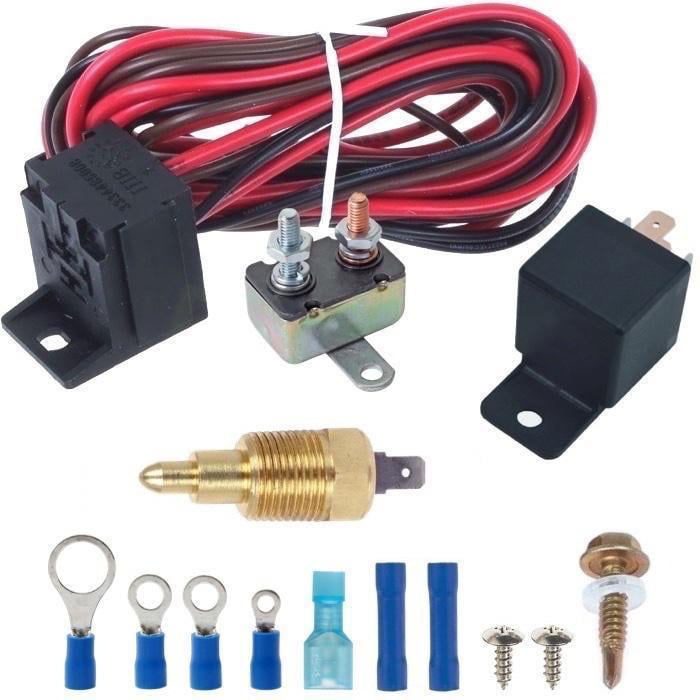 3/8 NPT, 140F On - 125F Off American Volt Ground Thermostat Switch Electric Radiator Fan Temperature Sensor Thread-in Engine Probe Kit