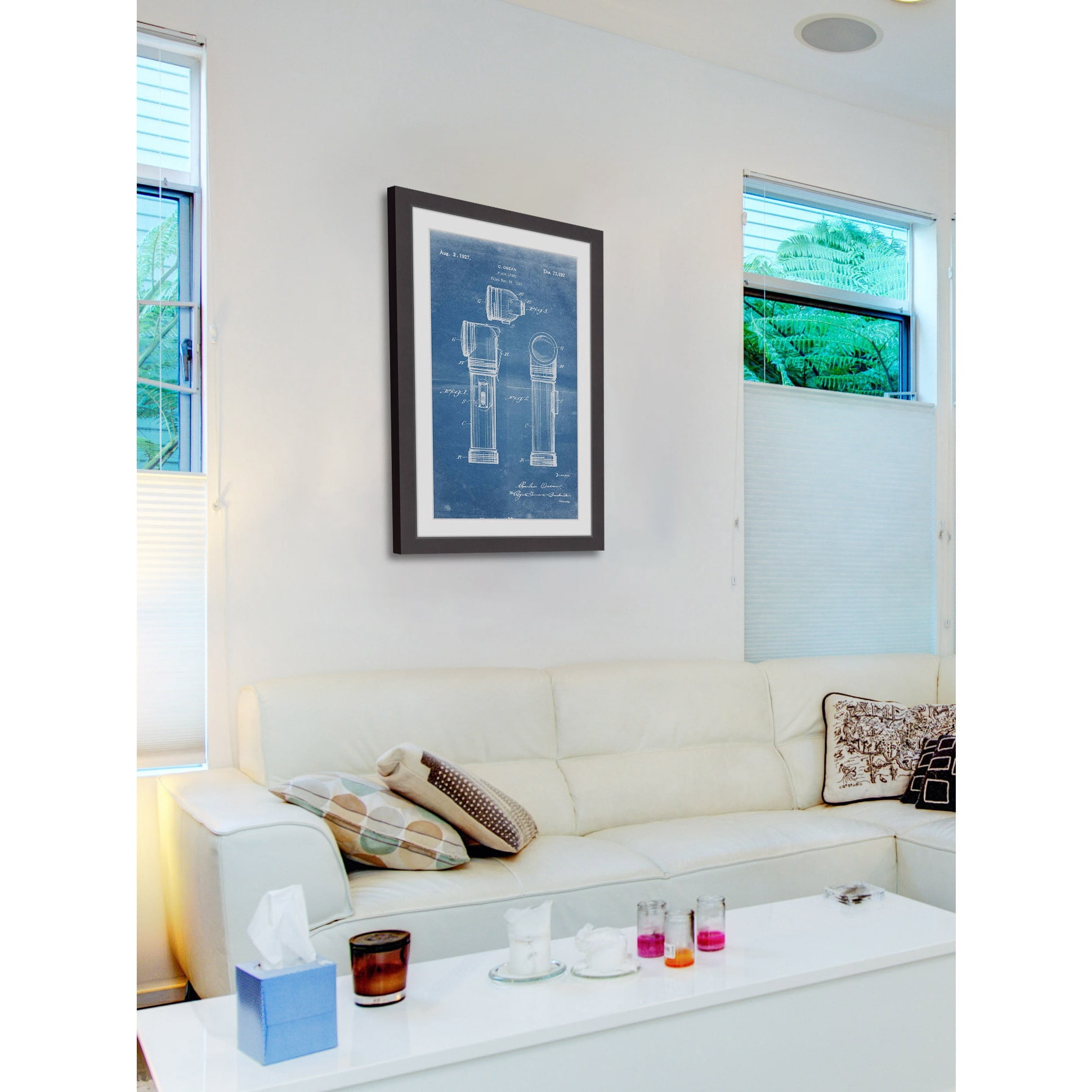 "Flashlight 1923 Blueprint" Framed Painting Art Print, 20" x 1.5"