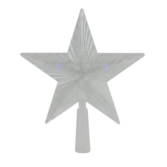 10" Clear Crystal Star LED Christmas Tree Topper - Multi Lights