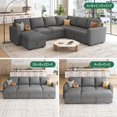 thumbnail image 5 of HONBAY Modular Sectional Sleeper Storage Sofa, Ottoman, Grey, 5 of 6