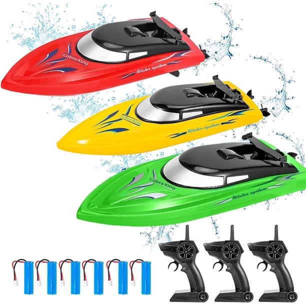 3PACK RC Boat, Remote Control Boats for Kids and Adults,10km/H 2.4G High Speed Remote Control