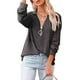 thumbnail image 1 of Qarigey Túnica con cremallera para mujer, cuello en V profundo, manga larga, túnica informal, blusas holgadas, trajes de verano Prendas para la parte del cuerpo Gris L, 1 of 3