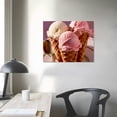 thumbnail image 4 of Creowell   Canvas Wall Art Prints Strawberry Vanilla Chocolate Ice Cream Cones Paintings Poster Artwork Home Decor Ready to Hang for Living Room Bedroom Dining Room 16x12in, 4 of 6