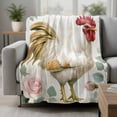 thumbnail image 2 of White Retro Rooster Blanket Soft Cozy Warm Throw Blanket for Couch, Plush Fuzzy Flannel Fleece Blankets for Sofa, Watercolor Animals Spring Floral Bed Blankets Lightweight Gifts for Women, 50"x60", 2 of 9