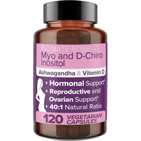 Intimate Rose Myo and D Chiro Inositol Supplement Vitamin D3 and Ashwagandha 120 Capsules