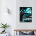 thumbnail image 3 of Nawypu Wolf Wall Art Animal Blue Moon And Wolf Decor Modern Canvas Print Painting Picture Artwork For Living Room Bedroom Kitchen Bathroom Office Home Wall Decor Framed Ready To Hang, 3 of 4