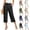 17# Black, variant on Women's Cotton Linen Cropped Pants High Waist Pleated Casual Capris with Pockets Office Capri Pants Army Green S