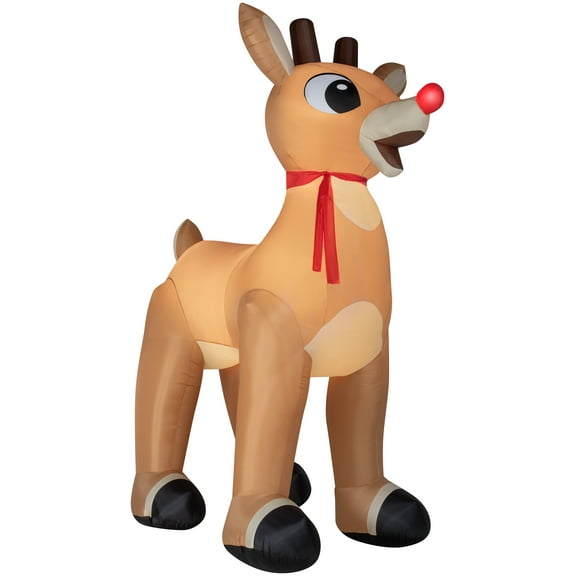 Gemmy Christmas Airblown Inflatable 14’ Standing Rudolph w/Scarf Colossal Rudolph, Brown