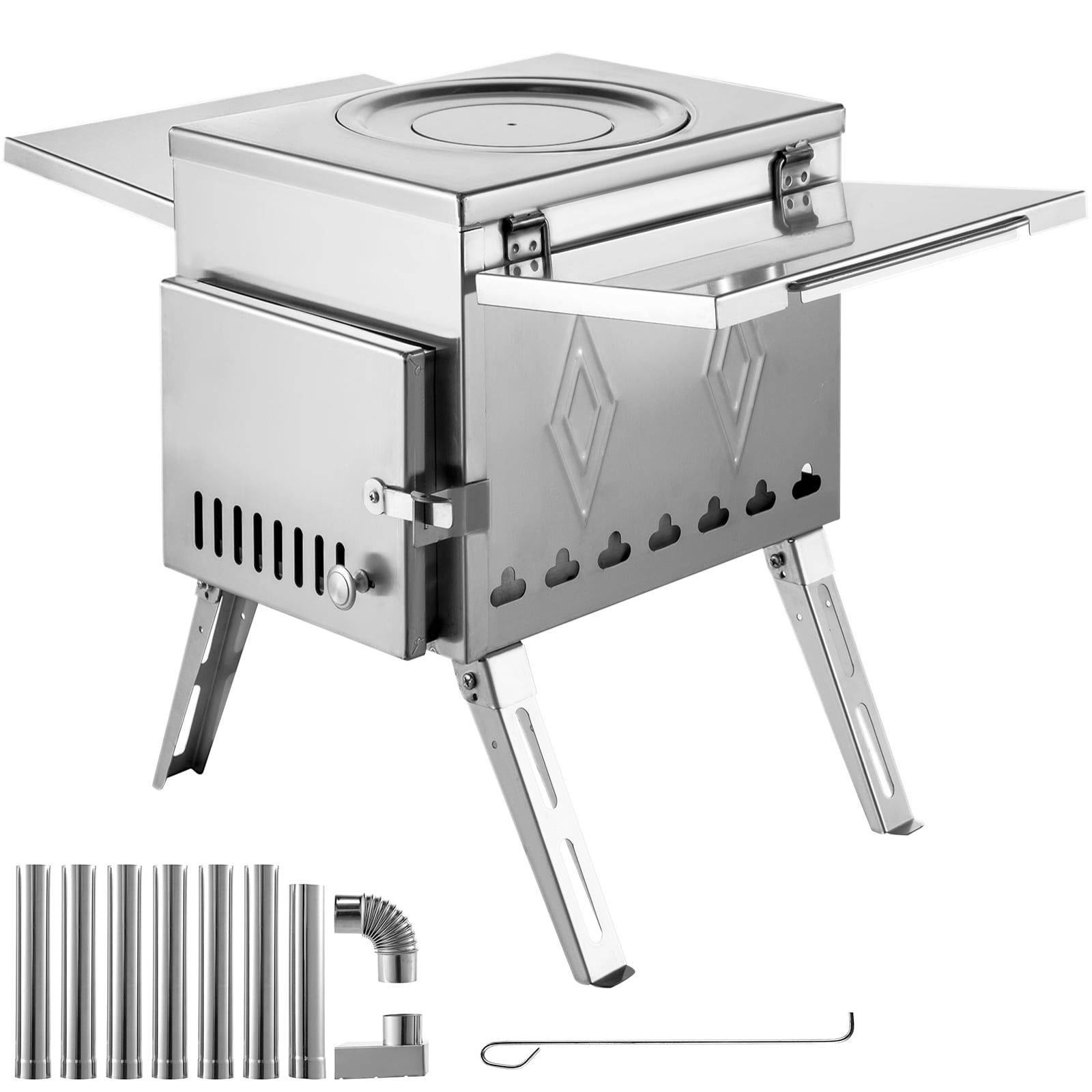 Portable Stainless Steel Lightweight Folding Wood Stove Outdoor Camping New A4M6