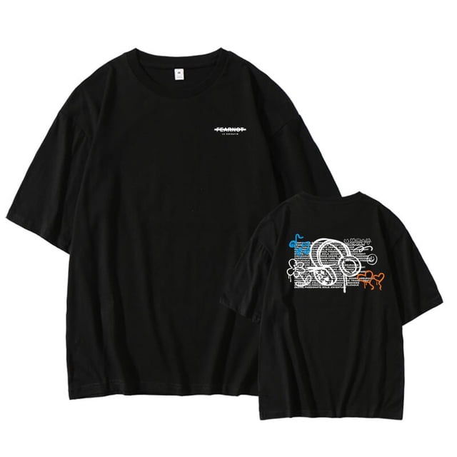 Camiseta de manga corta con estampado de Kpop LESSERAFIM Concert FEARNO, camisa clásica de color blanco y negro, estilo informal y a la moda de verano