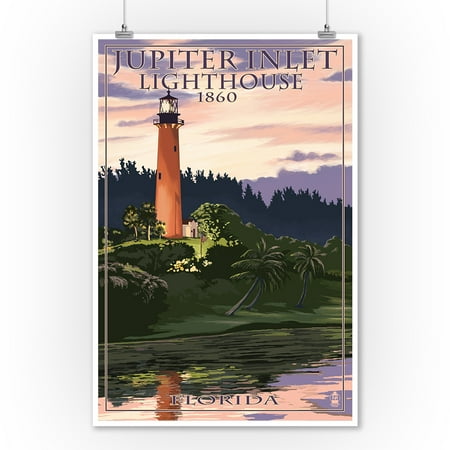 Jupiter Inlet Lighthouse - Jupiter, Florida - Jupiter Inlet Lighthouse - Lantern Press Artwork (9x12 Art Print, Wall Decor Travel Poster)