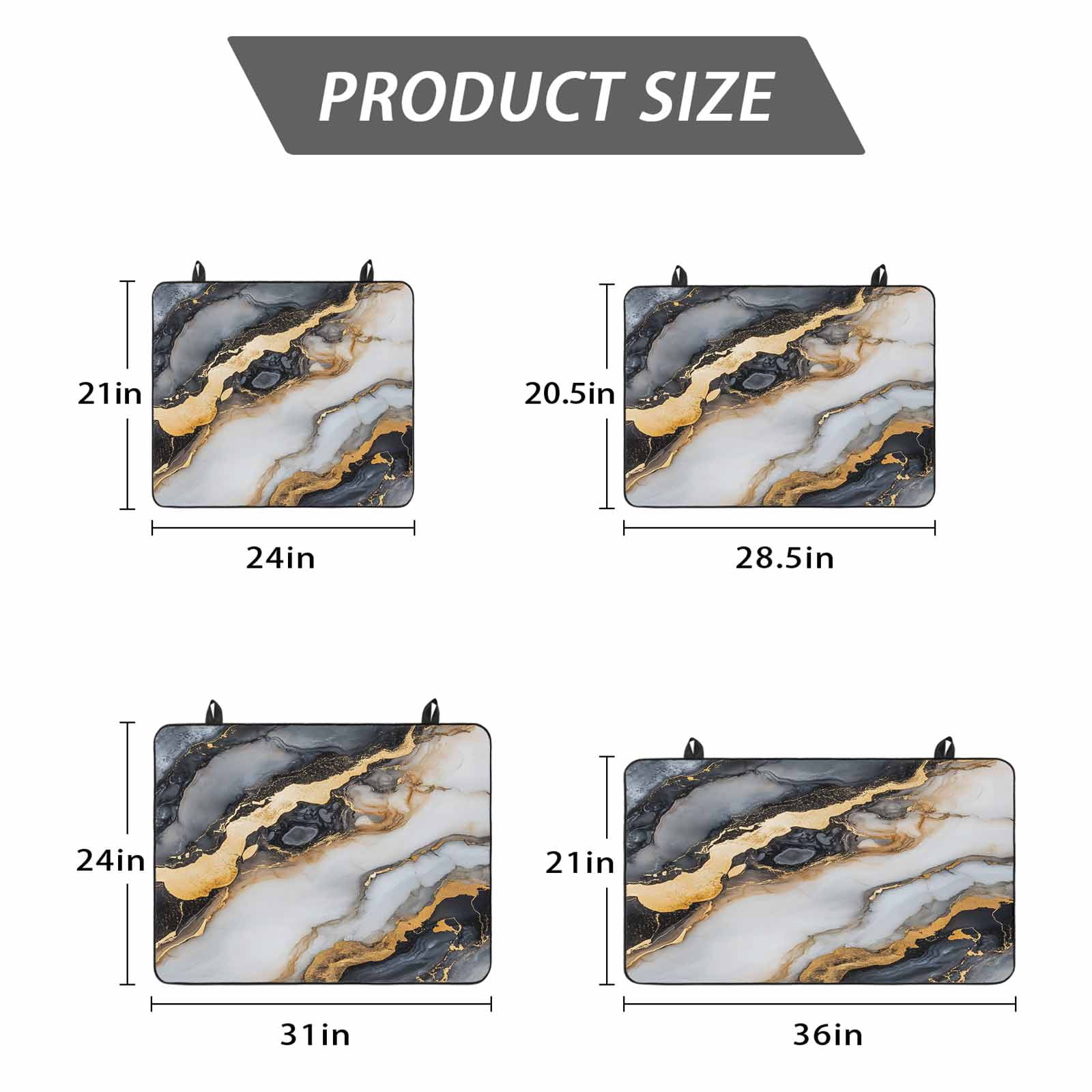 Black Golden Marble Stove Top Cover for Electric Stove, Heat-proof & Non Slip Glass Top Stove Cover Protector, Modern Ink Painted Abstract Kitchen Flat Cooktop Rubber Mat 24x21 Inches