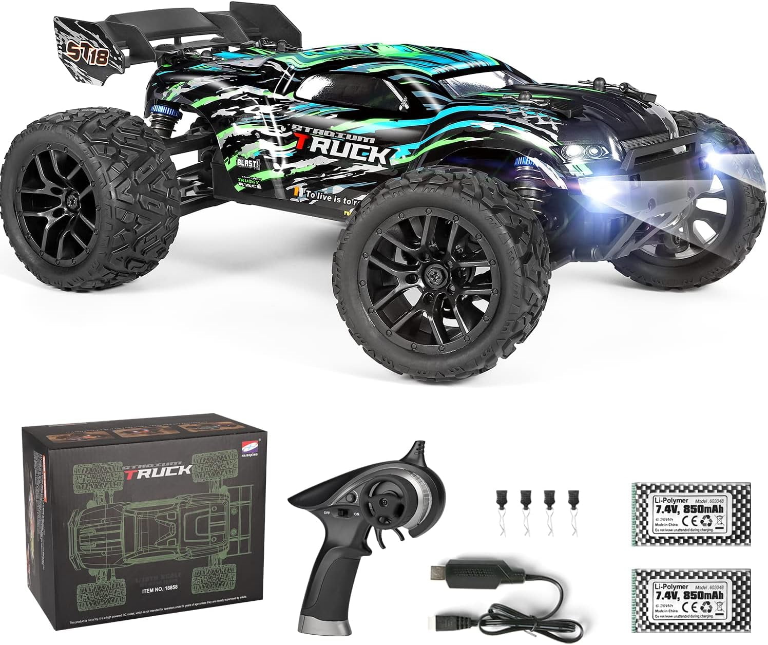 1:16 Storm RC Car High Speed Brushed Motor 4WD Monster Race
