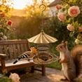 thumbnail image 4 of Gazebo Style Metal Bird Feeder for Outdoors, Heavy Duty Iron Hanging Feeder with Weather Resistant Roof for Garden, Patio, Yard, Gold Finish, Easy to Clean and Fill, 4 of 4