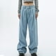 thumbnail image 4 of Gibobby Pantalones mezclilla mujer Jeans lavados de pierna ancha para adelgazar de cintura media para mujer(Azul claro,CH), 4 of 5