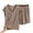 Khaki, variant on Plus Size Pajama Set for Women V Neck Striped Short Sleeve Shorts Sleepwear Ladies 2 Piece Pjs Sets