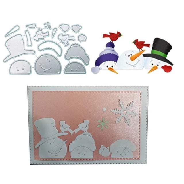 Matrices de corte metálicas Annchaos 10 x 6,7 cm Muñeco de nieve y pájaro