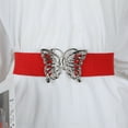 thumbnail image 4 of D-GROEE Women Fashion Elastic Hollow Out Butterflies Decor Belt Stretchy Skinny Waist Belt for Dress Jeans Pants with Metal Gold Buckle, 4 of 7