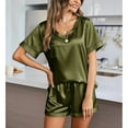 thumbnail image 4 of MLDRA Women's Silk Pajama Set - V-Neck Short Sleeve & Shorts 2-Piece Soft Sleepwear Loungewear 2025, 4 of 6