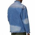 thumbnail image 5 of Maoxin Mens Jacket Men's Vintage Denim Jacket Multi Pocket Loose Casual Long Sleeve Denim Top Spring/Autumn Clothing Blue 3XL, 5 of 5