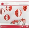 Honeycomb Balls 5/Pkg-Red & White, Pk 1, Martha Stewart