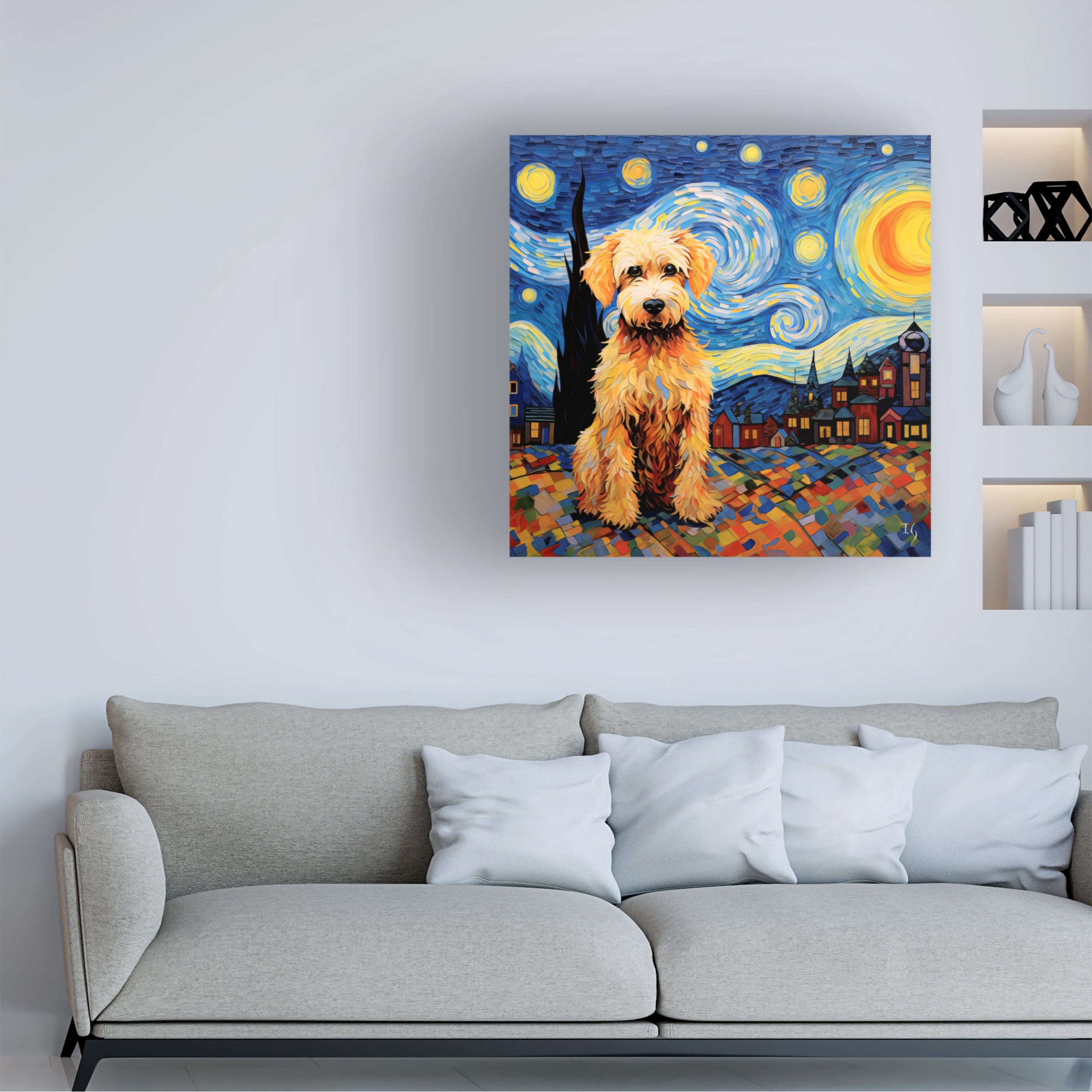 Canvas Wall Art - Ivan Guaderrama 'Starry Night Watch' Wall Art for Living Room, Bedroom, or Office DÃ©cor by Trademark Fine Art - 18 x 18 Inches