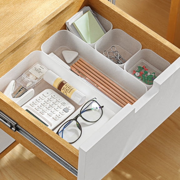 OUNONA 5-Pack White Plastic Drawer Organizers for and Small Item Storage Separators