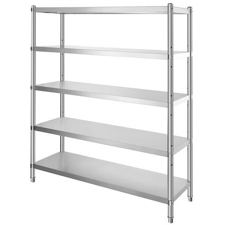 KFFKFF Storage Rack, 5-Level Shelving Unit, Durable Stainless Steel Organizer for Garage, Dimensions: 70.9x17.7x70.9 inches, Total Load Capacity: 1650 Lbs, Height Adjustable Shelves