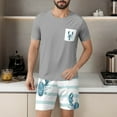 thumbnail image 4 of GNFQXSS Mens 2 Piece Short Sleeve Set Loose Crew Neck Pullover Quick Dry Lightweight Letter Print For Summer Getaway Gray XXL, 4 of 6