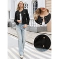 thumbnail image 2 of DARING DIVA Women's Faux Suede Long Sleeve Snap Button Collarless Jacket XS Black, 2 of 6